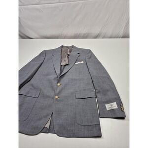 VTG PSC Blazer Mens 48 Long Gray Poly Wool Gold Button Sport Coat USA Jacket